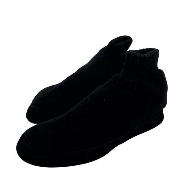Lands End Womens Slippers WL 9-10 Black Suede Sock Pull-On Indoor Shoes - Picture 1 of 5